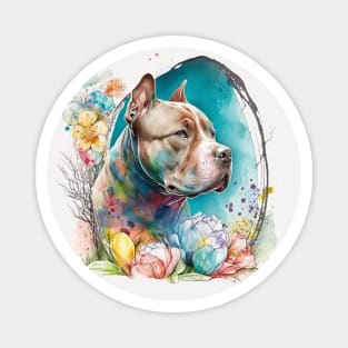 Pitbull Easter Egg Spring Watercolor Painting Dog Lover Art Magnet